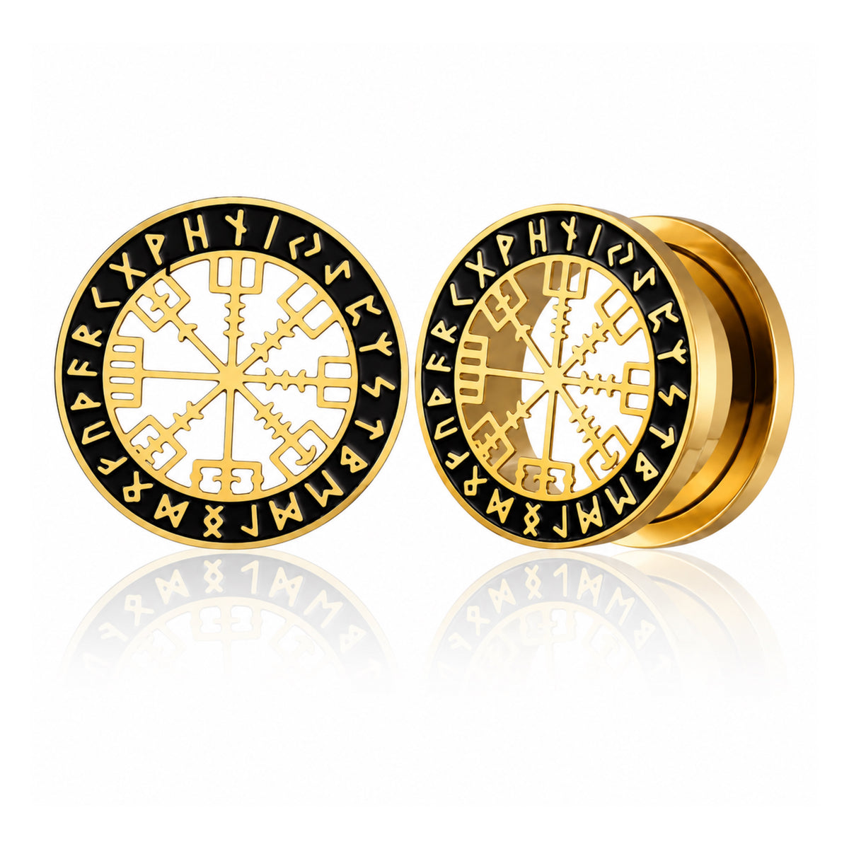 Norse Compass Rune Stainless Steel Plugs