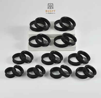 Extra Big Silicone Tunnels | Flexible Plugs | BLACK | 28mm-76mm