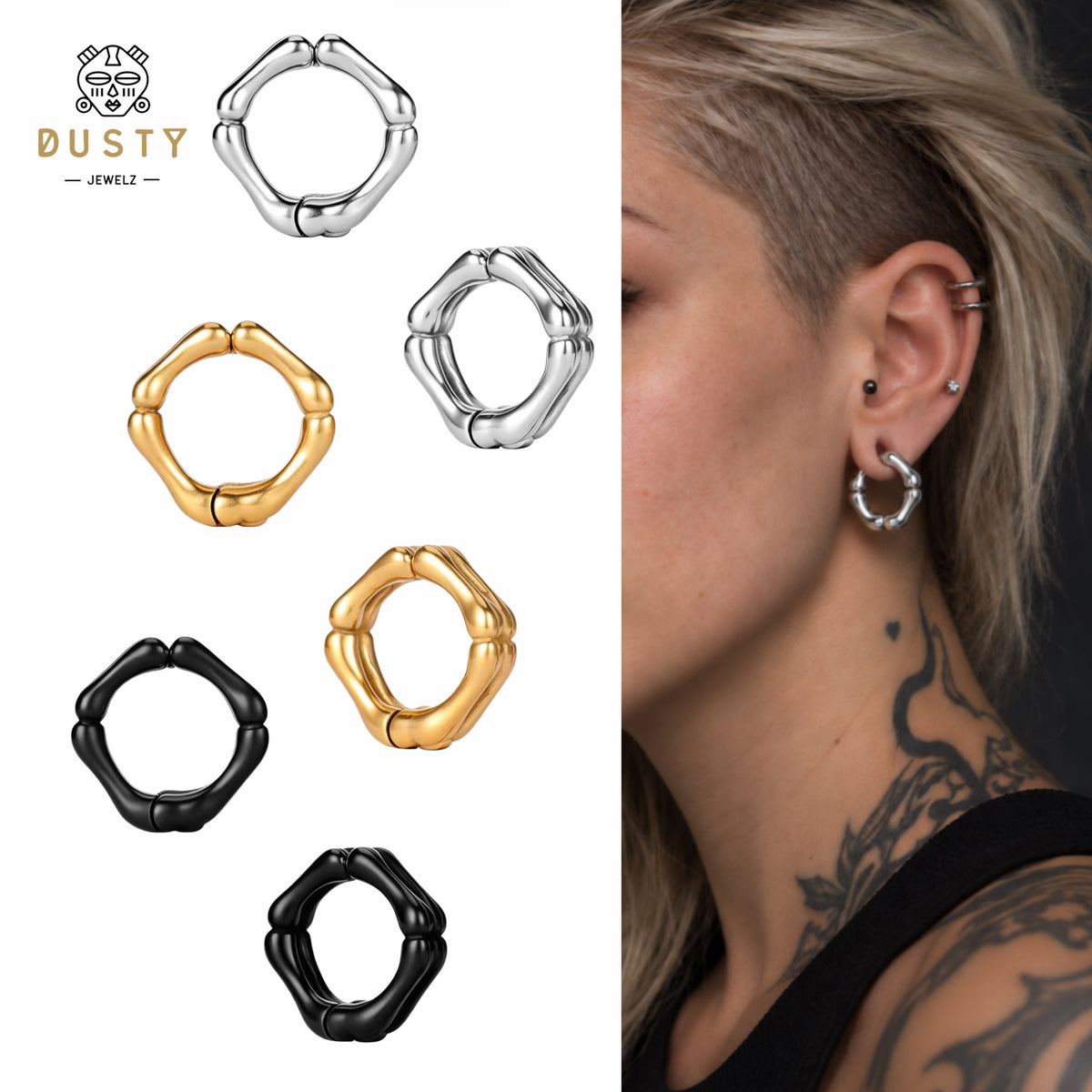 Bone Shaped Ear Weights | Stainless Steel