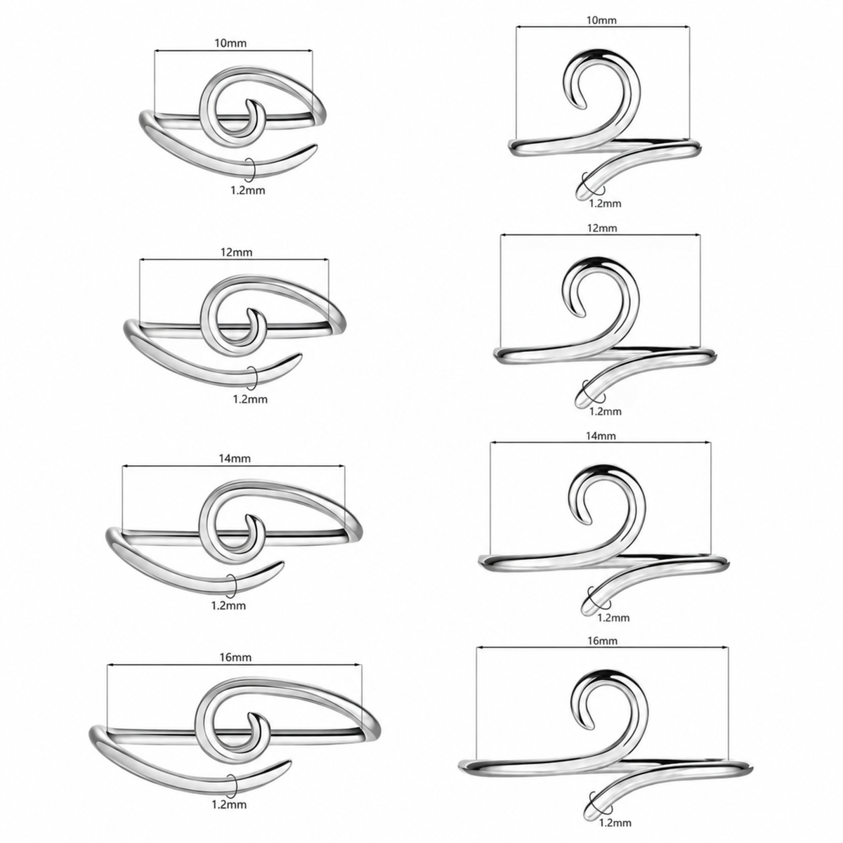 Spiral Bridge Piercing | 925 Sterling Silver | 16G