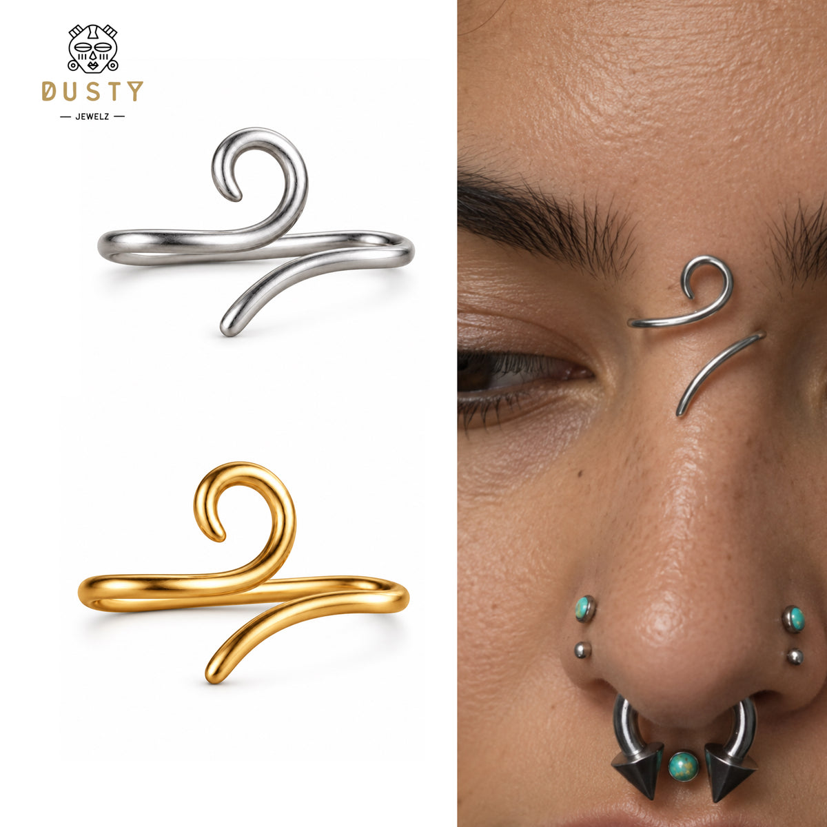 Spiral Bridge Piercing | 925 Sterling Silver | 16G