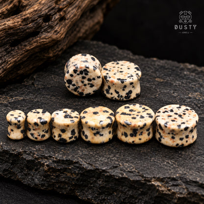 Dalmatian Jasper Double Flared Stone Plugs | 6–16 mm
