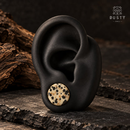Dalmatian Jasper Double Flared Stone Plugs | 6–16 mm