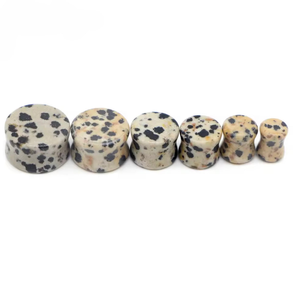 Dalmatian Jasper Double Flared Stone Plugs | 6–16 mm