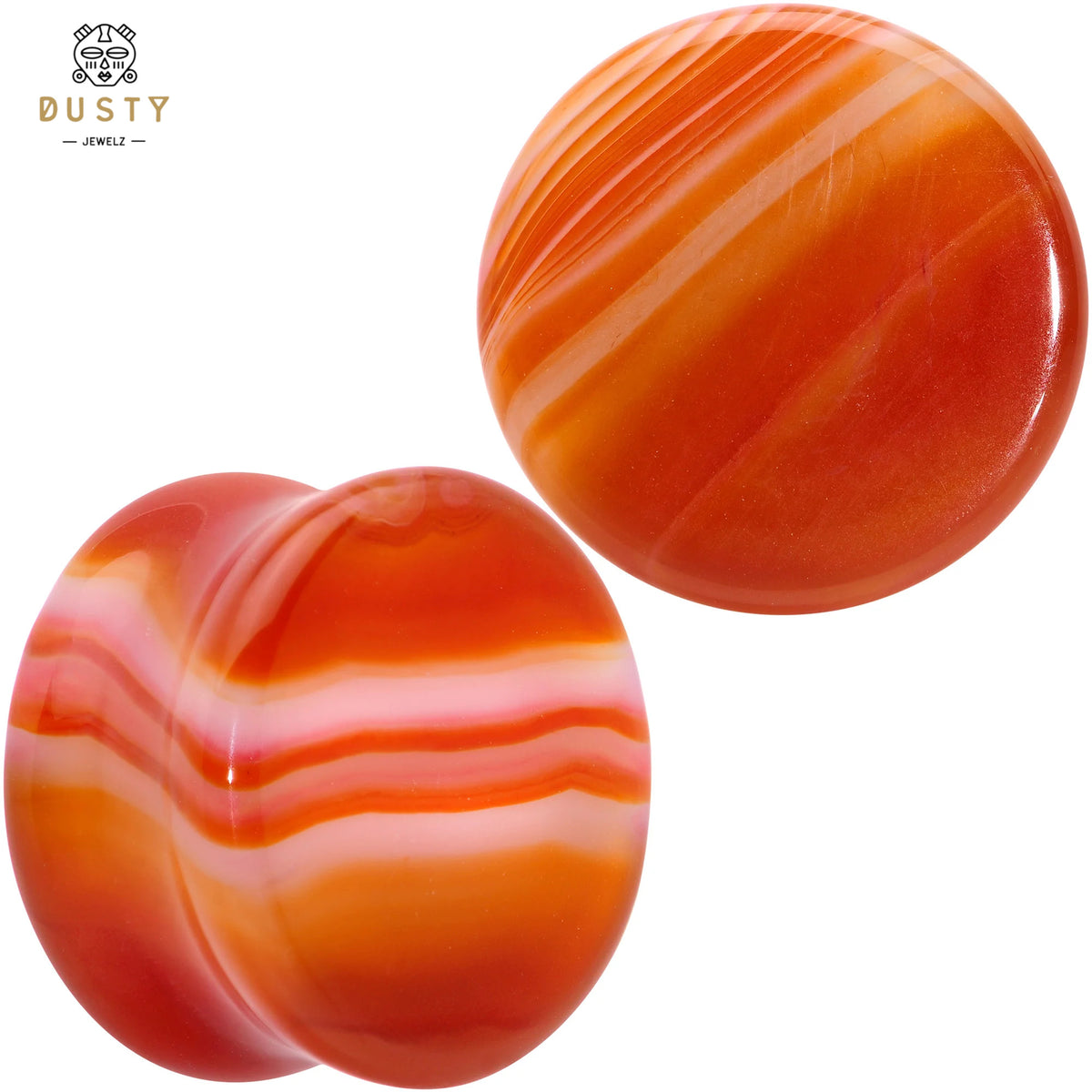 Natural Red Line Agate Stone Double Flared Plugs | 6–16mm