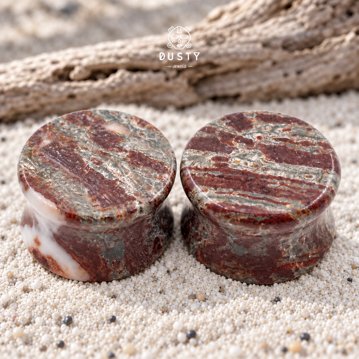 Bamboo Leaf Agate Double Flared Plugs | 6–16mm