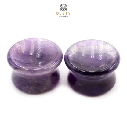 Amethyst Concave Stone Plugs | Double Flare | 6-25mm