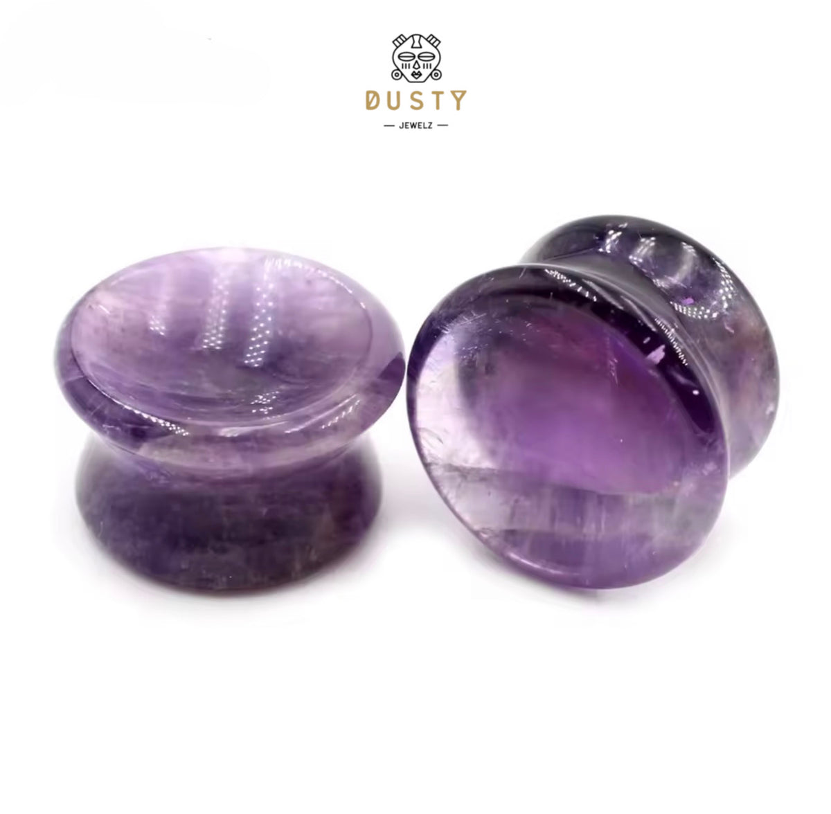 Amethyst Concave Stone Plugs | Double Flare | 6-25mm