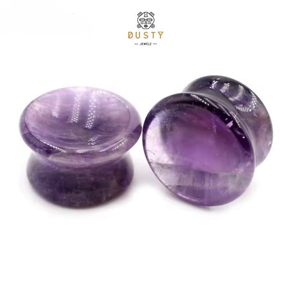Amethyst Concave Stone Plugs | Double Flare | 6-25mm