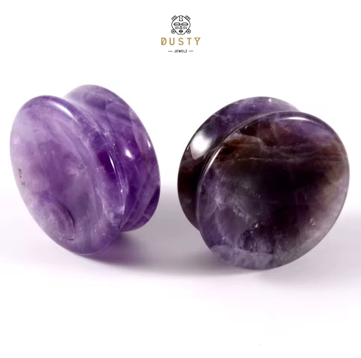 Amethyst Concave Stone Plugs | Double Flare | 6-25mm
