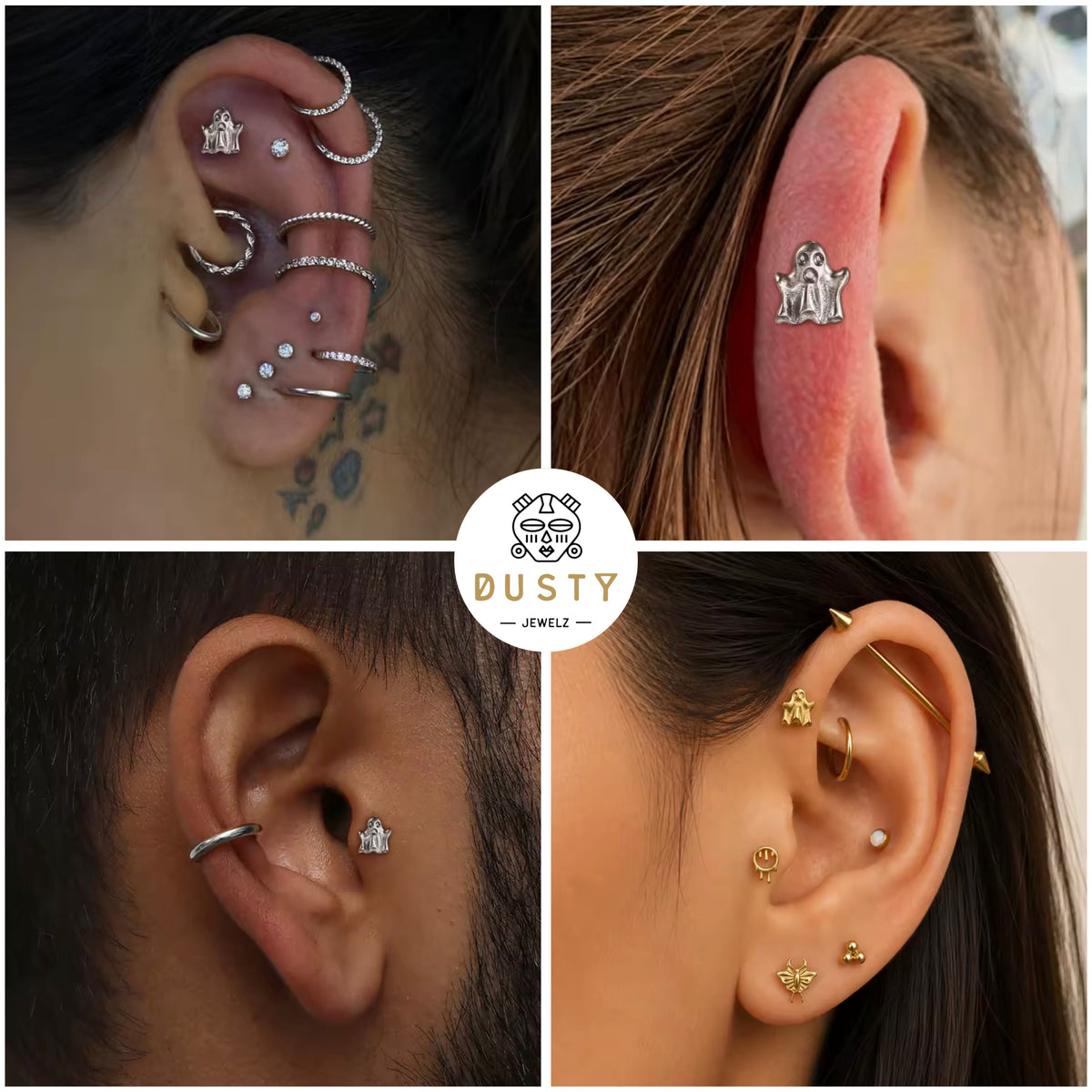 Ghost Titanium Flat Back Labret | Threadless Push-In Piercing