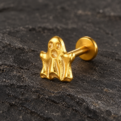 Ghost Titanium Flat Back Labret | Threadless Push-In Piercing