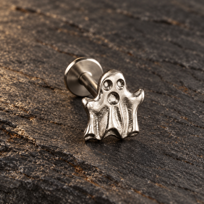 Ghost Titanium Flat Back Labret | Threadless Push-In Piercing