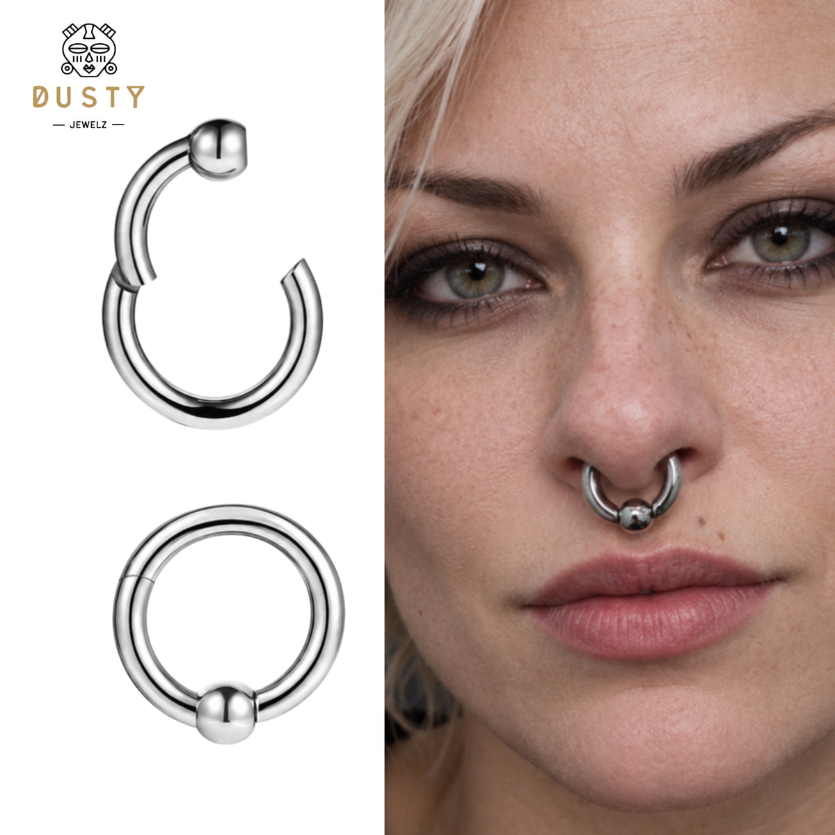 Large Hinged Segment Ball Closure Ring | Stainless Steel 2-4mm