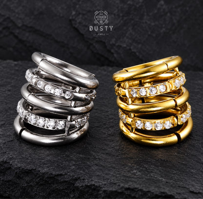 CZ Ringed Lobe Cuff for Stretched Ears | Gold & Silver