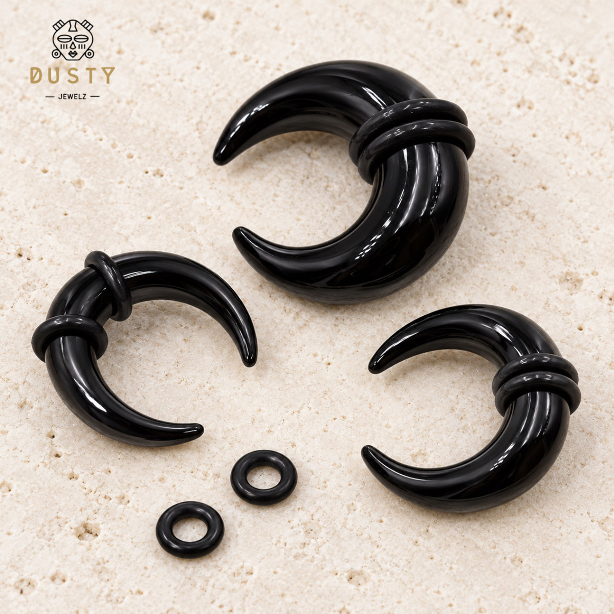 Black Glass Septum Pincher | Septum Stretching Jewellery | 1.6–16mm