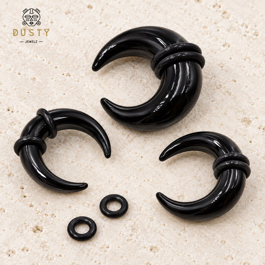 Black Glass Septum Pincher | Septum Stretching Jewellery | 1.6–16mm