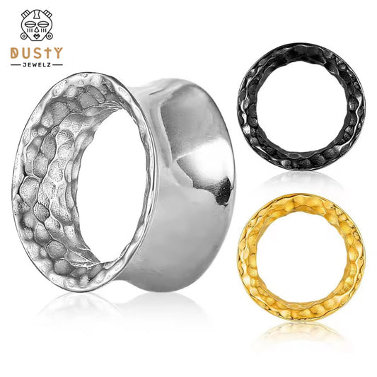 Hammered Flared Stainless Steel Tunnels