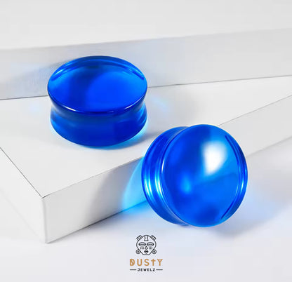 Blue Acrylic Plugs | Double Flare | 0G-30mm