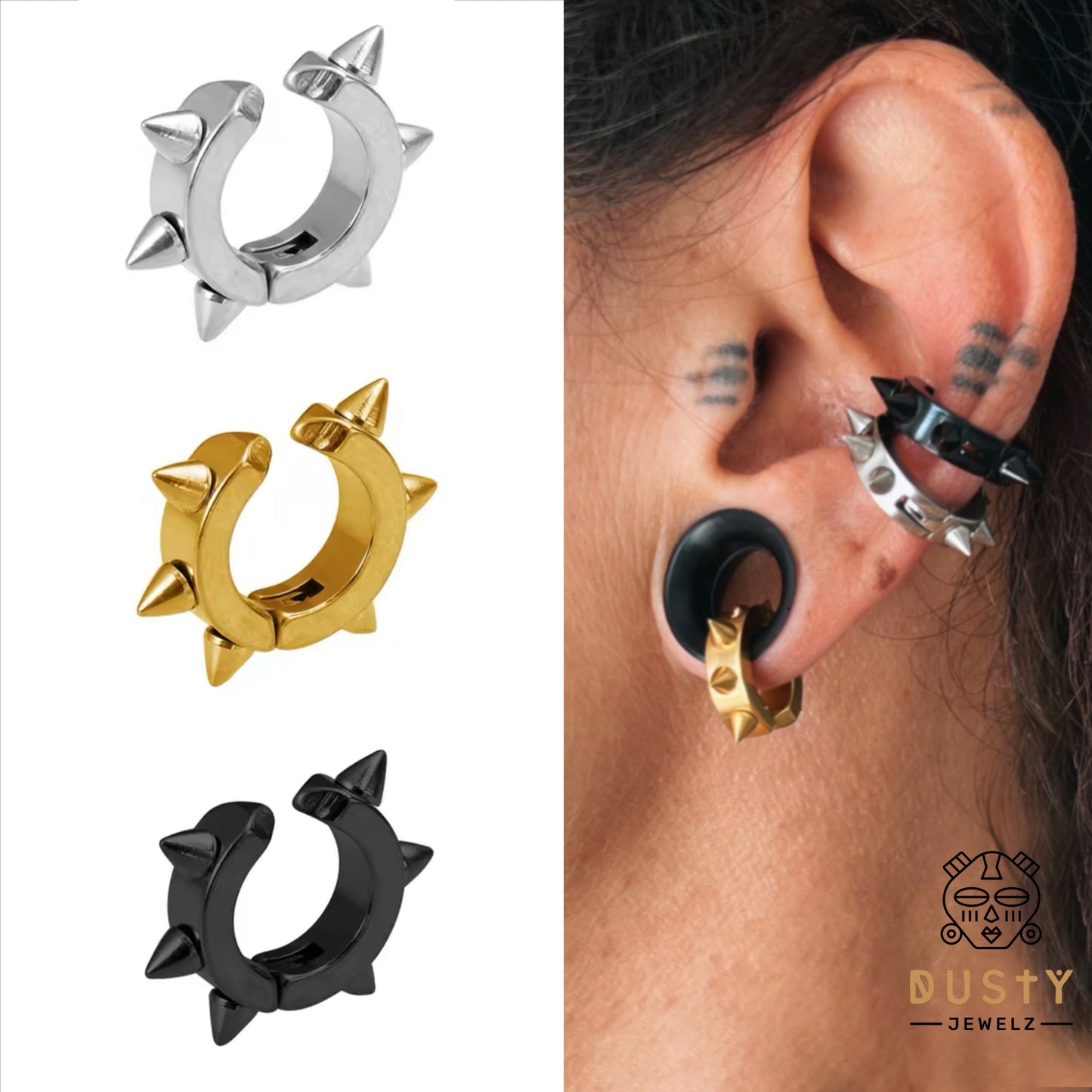 Spiked Ear Cuffs | Spike Clip Fake Earrings