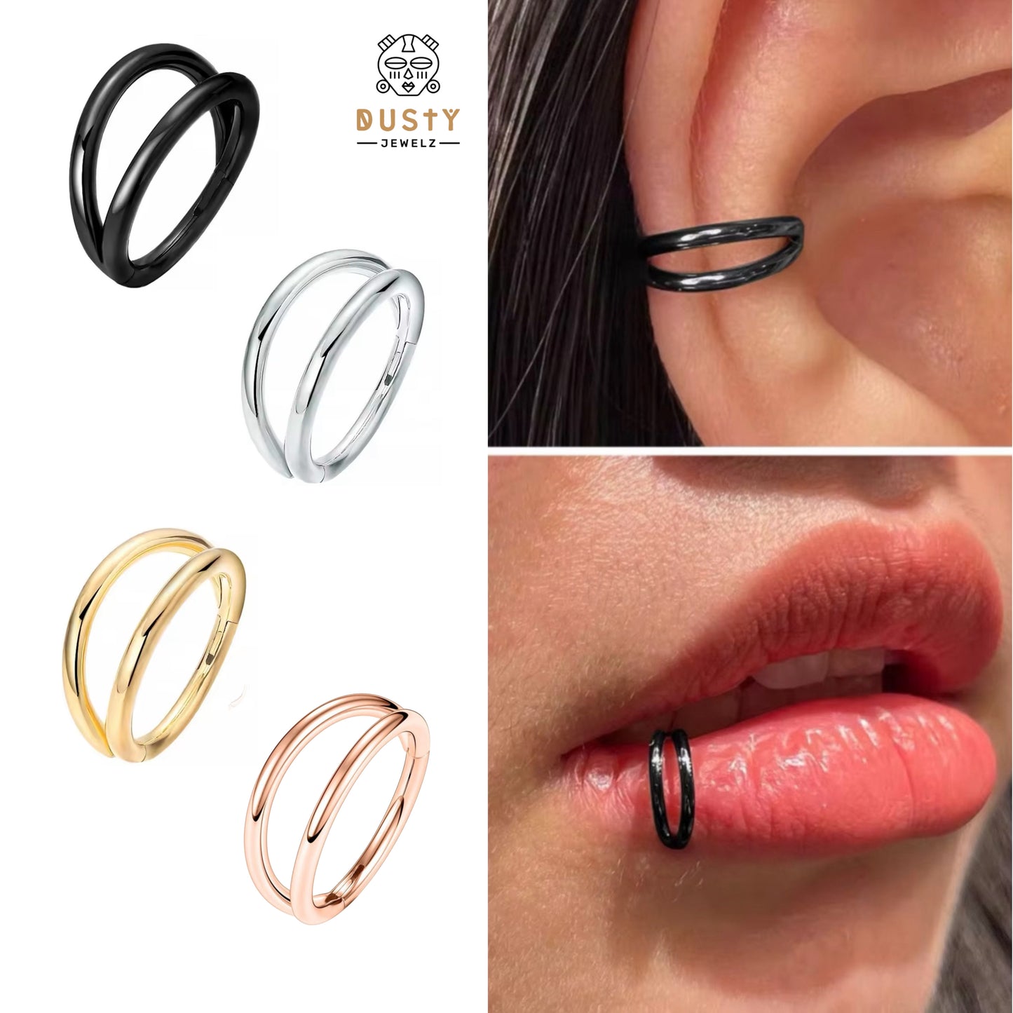 Double Row Septum Clicker | Layered Hinged Ring