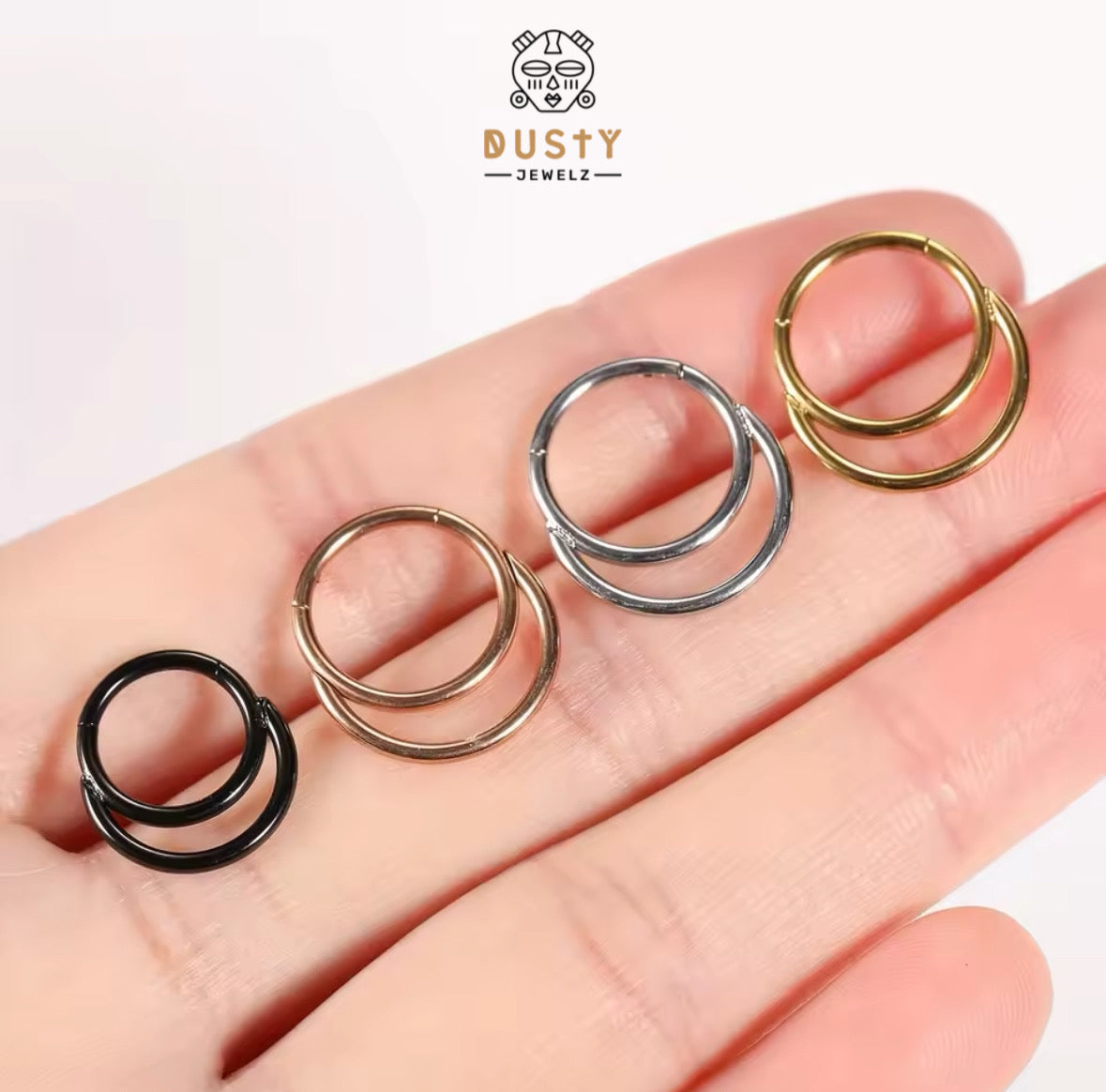 Double Loop Hinged Septum Ring | Stacked Clicker