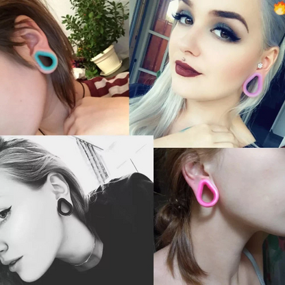 White Silicone Teardrop Eyelets| Double Flare Tunnels