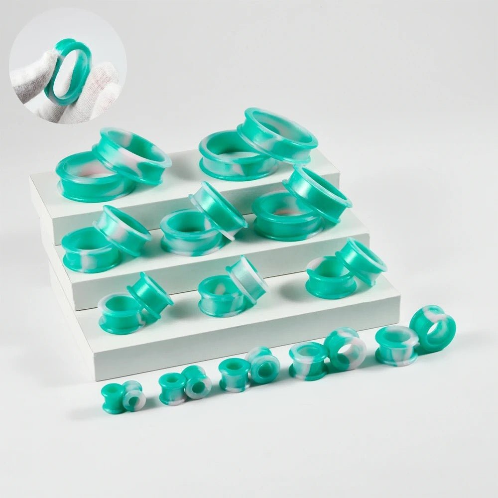 Extra Big Marble Silicone Tunnels | Flexible Plugs | 8mm-38mm