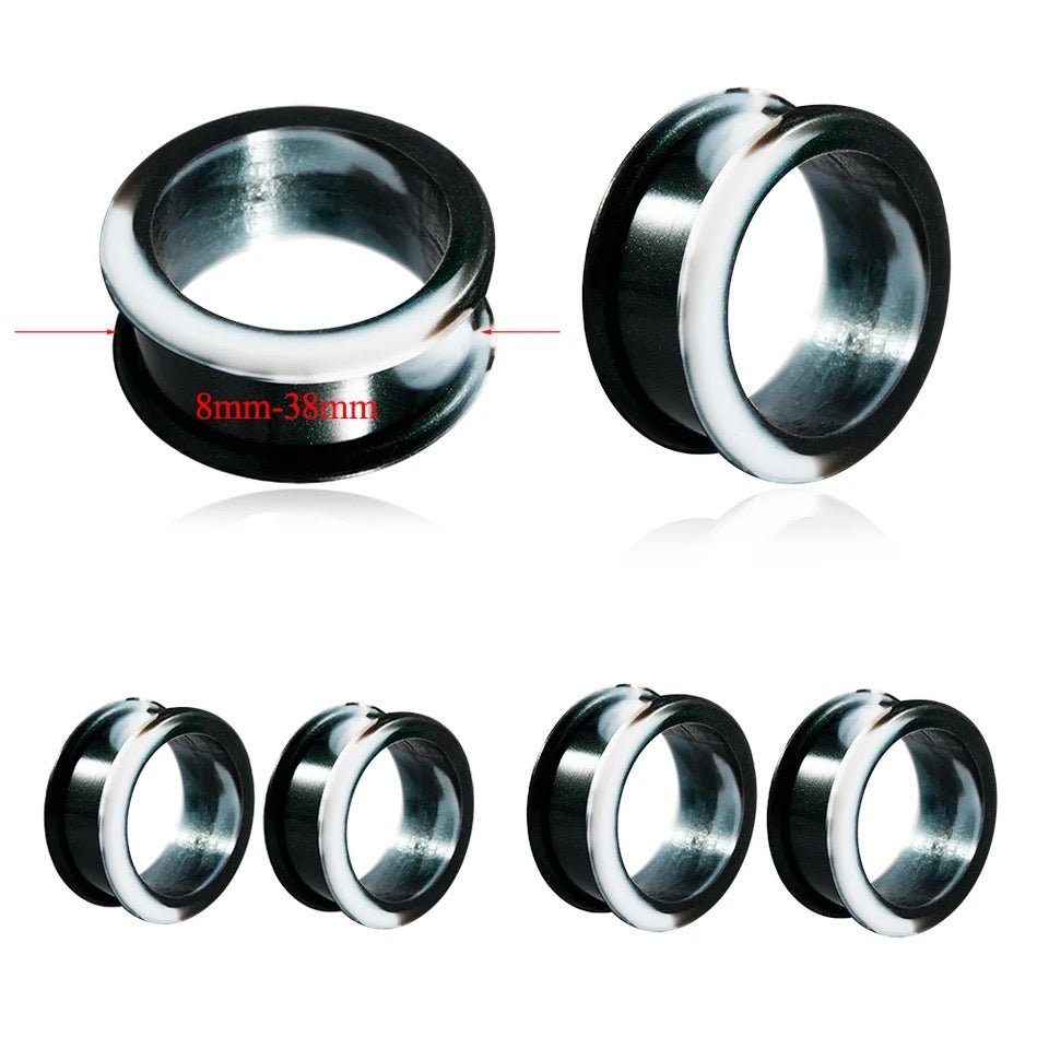 Extra Big Marble Silicone Tunnels | Flexible Plugs | 8mm-38mm