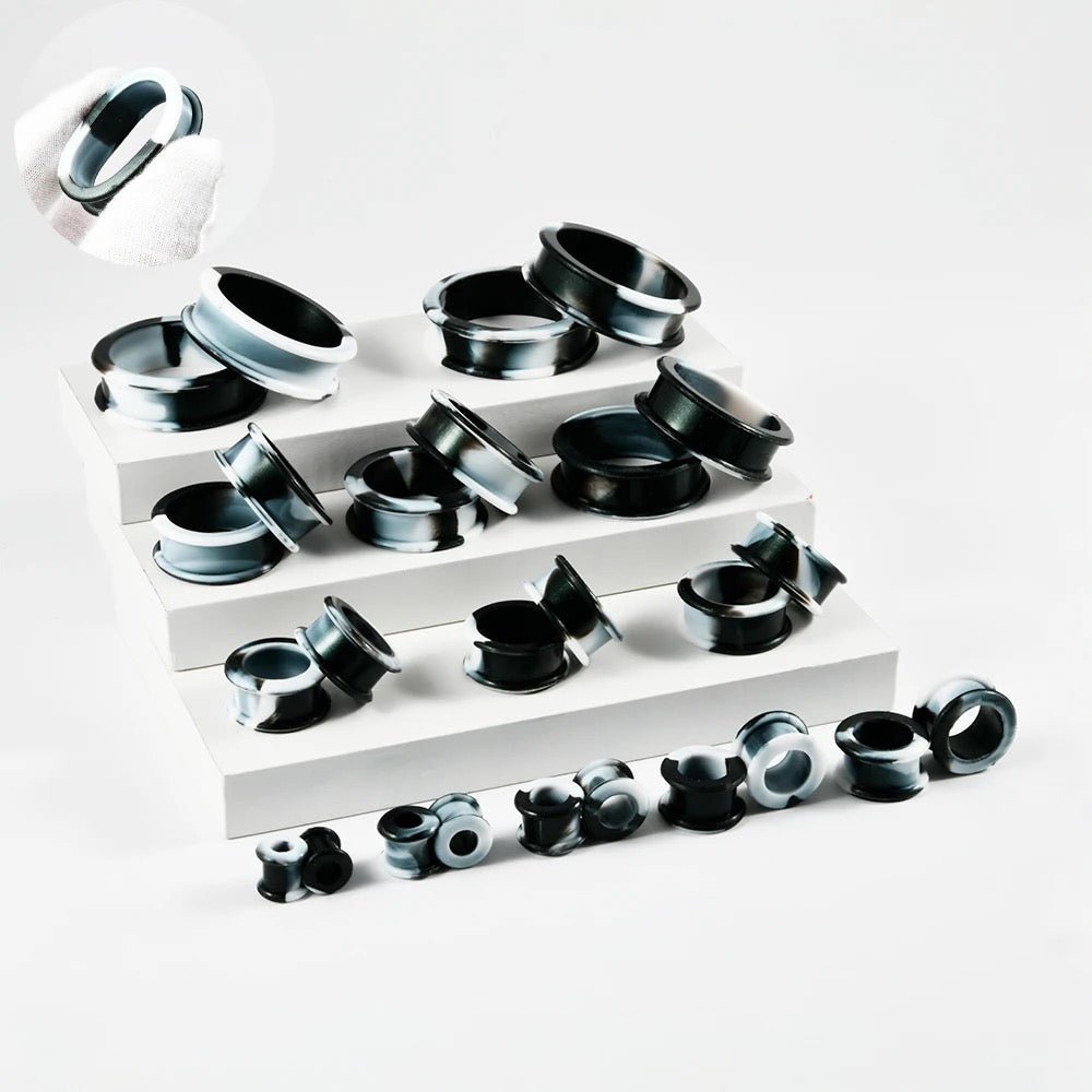 Extra Big Marble Silicone Tunnels | Flexible Plugs | 8mm-38mm