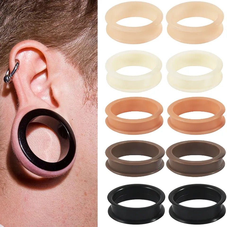 Extra Big Silicone Tunnels | Flexible Plugs | DARK BROWN | 28mm - 76mm - DustyJewelz