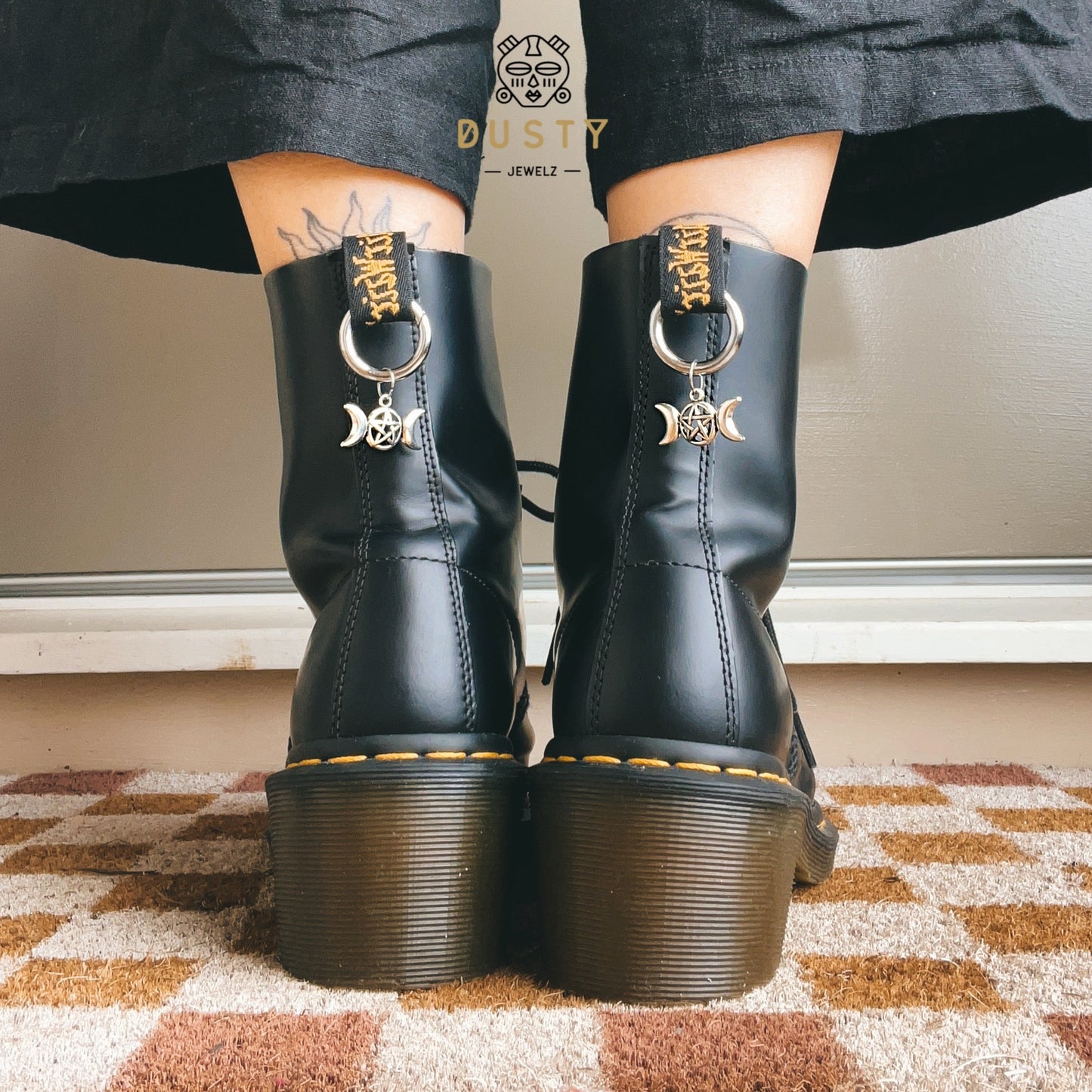 Goth Pentagram Moon Boot Charms | Bag Charm - DustyJewelz