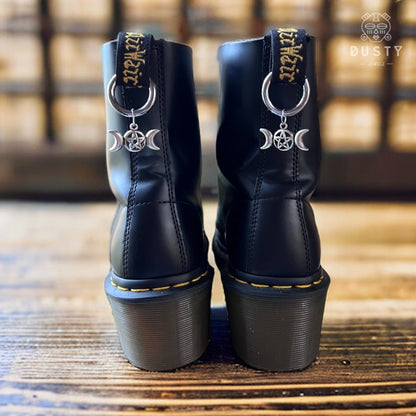 Goth Pentagram Moon Boot Charms | Bag Charm - DustyJewelz