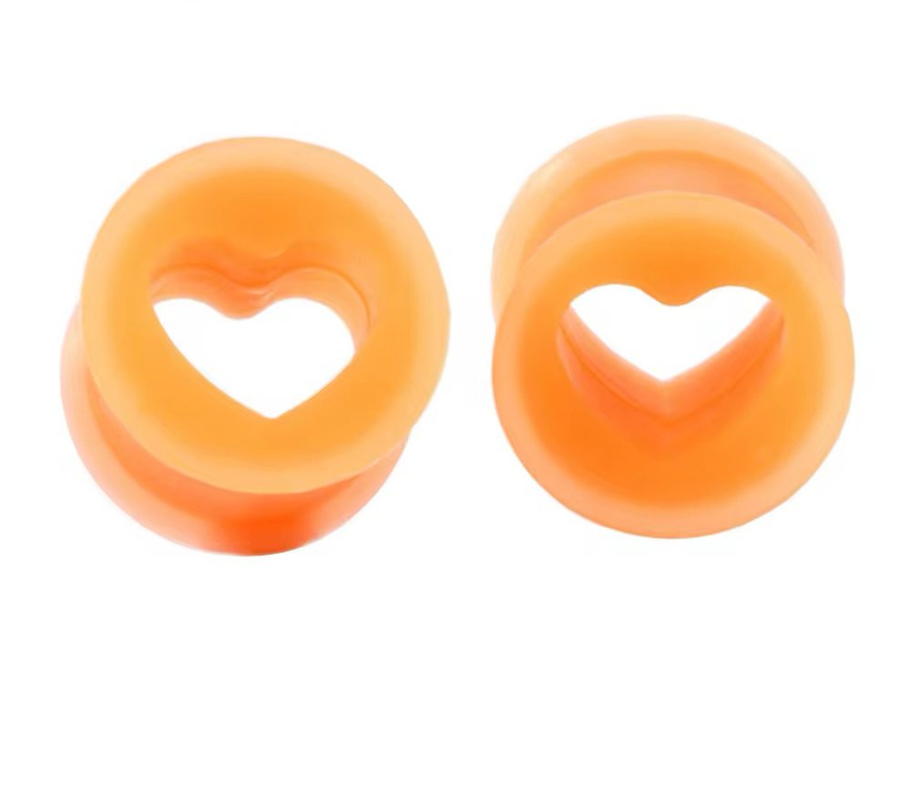 Heart Silicone Plugs | Colourful Flexible Tunnels | 4mm - 25mm - DustyJewelz