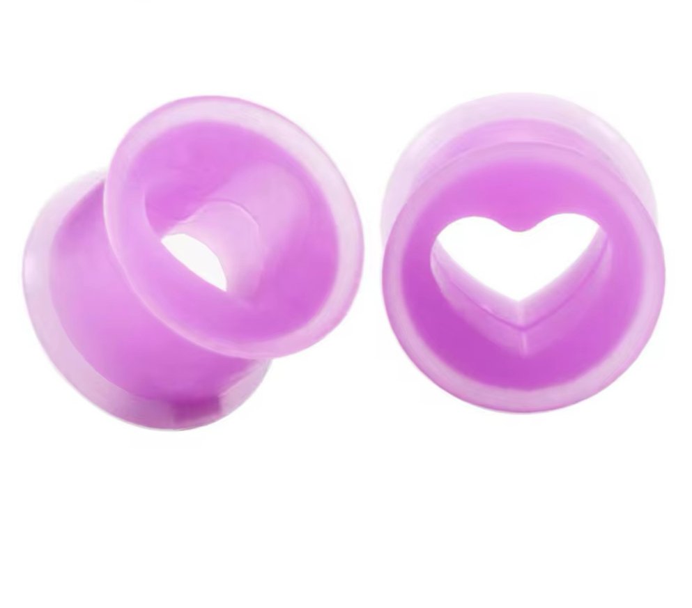 Heart Silicone Plugs | Colourful Flexible Tunnels | 4mm - 25mm - DustyJewelz