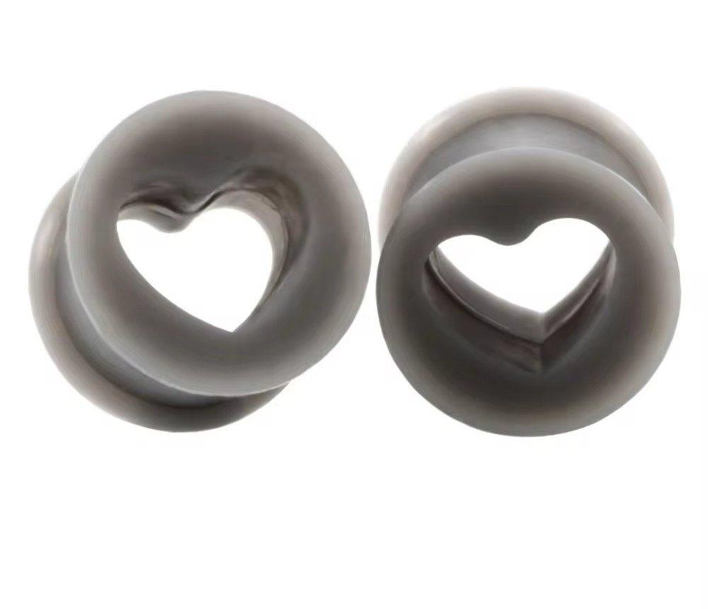 Heart Silicone Plugs | Colourful Flexible Tunnels | 4mm - 25mm - DustyJewelz