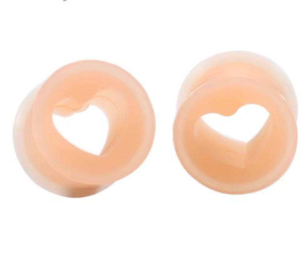 Heart Silicone Plugs | Colourful Flexible Tunnels | 4mm - 25mm - DustyJewelz