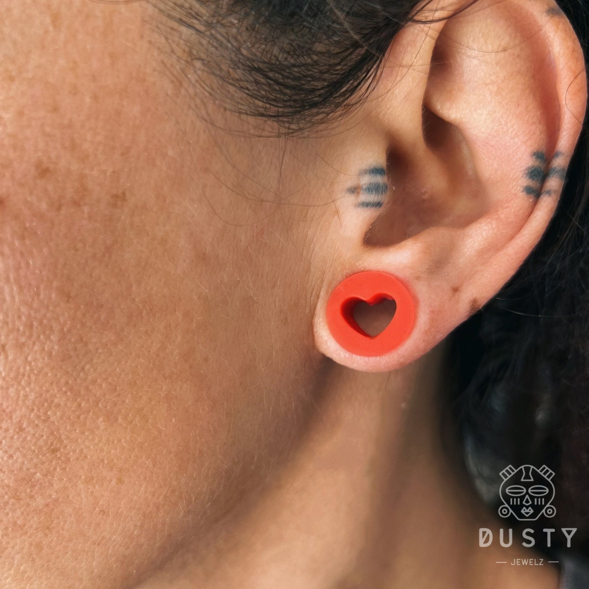 Heart Silicone Plugs | Colourful Flexible Tunnels | 4mm - 25mm - DustyJewelz