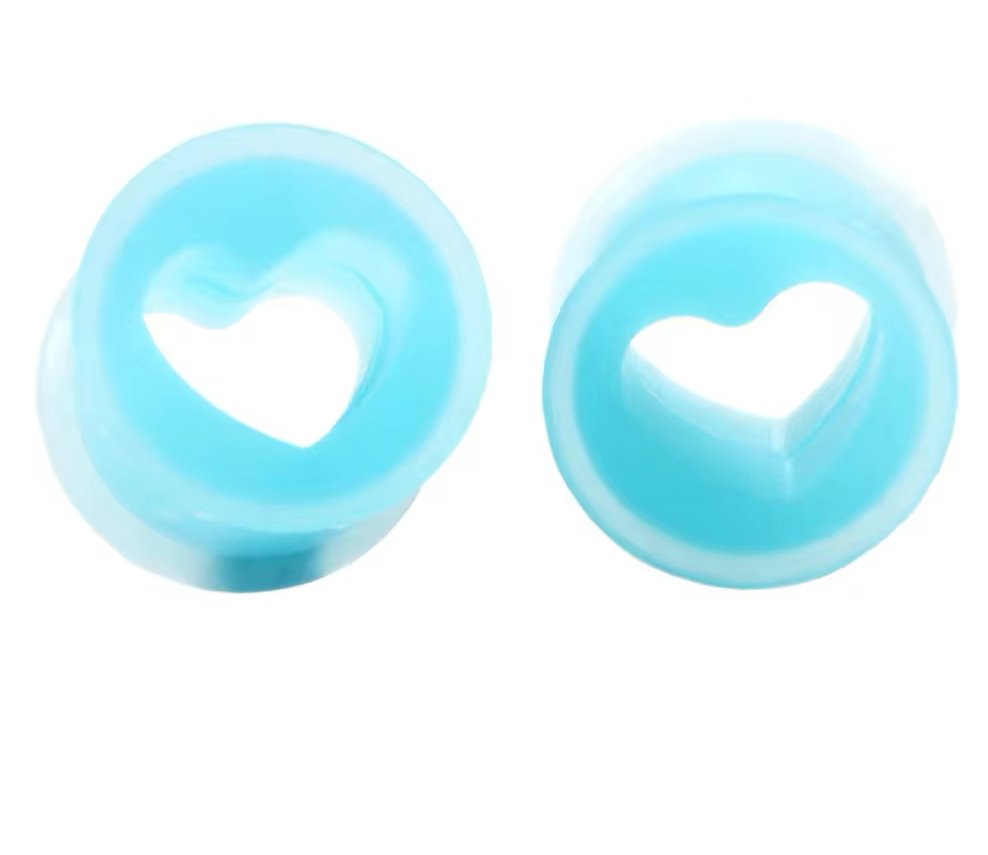 Heart Silicone Plugs | Colourful Flexible Tunnels | 4mm - 25mm - DustyJewelz