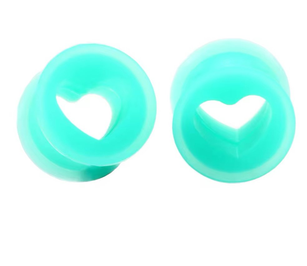 Heart Silicone Plugs | Colourful Flexible Tunnels | 4mm - 25mm - DustyJewelz