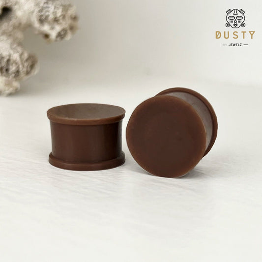 Brown Silicone Plugs | Double Flare | Skin Tone | Hider Plug