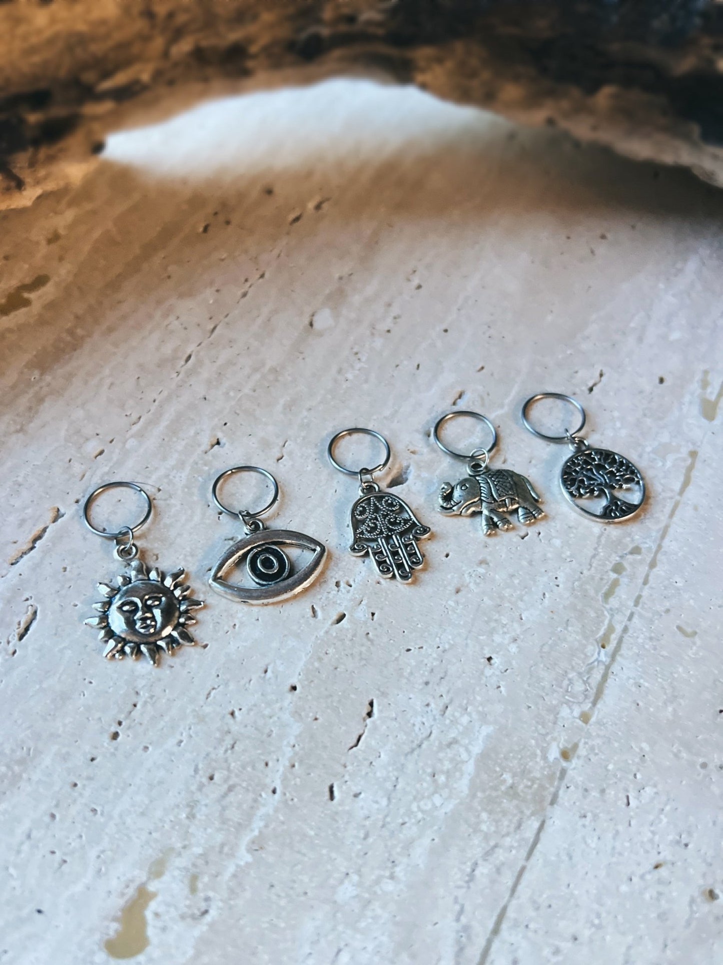 Set of 5 Dreadlock Rings | Boho Loc Clips | Choice of Charms For Braids - DustyJewelz