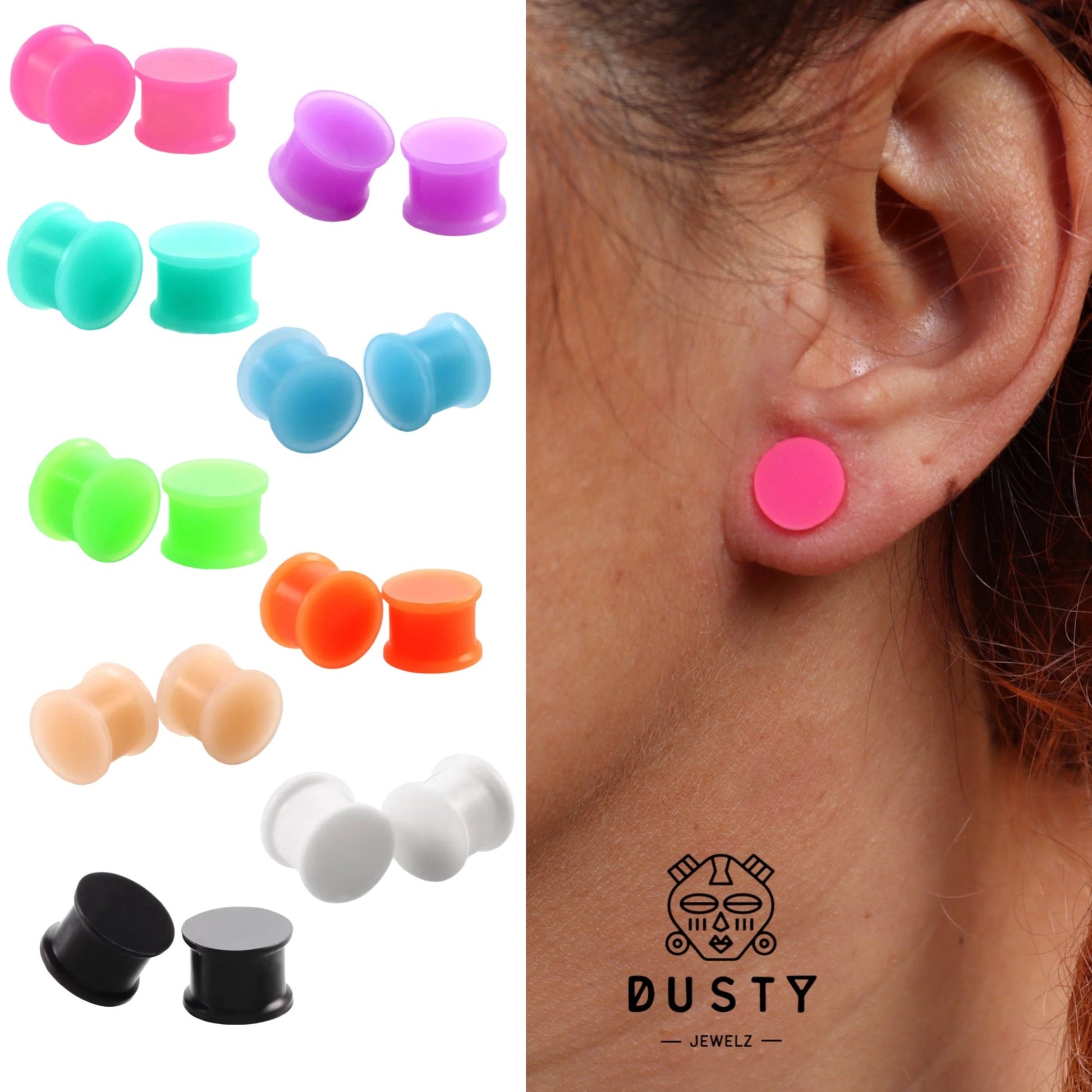 Silicone Ear Plugs | Double Flare | Flexible Expanders | 14mm - 25mm - DustyJewelz