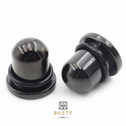 Single Flare BLACK Steel Plugs | Dead Stretching Plug | 0.5mm Increments - DustyJewelz