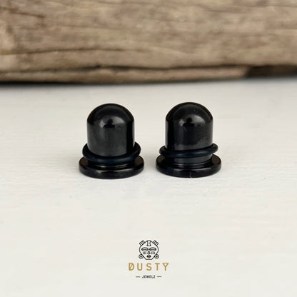 Single Flare BLACK Steel Plugs | Dead Stretching Plug | 0.5mm Increments - DustyJewelz