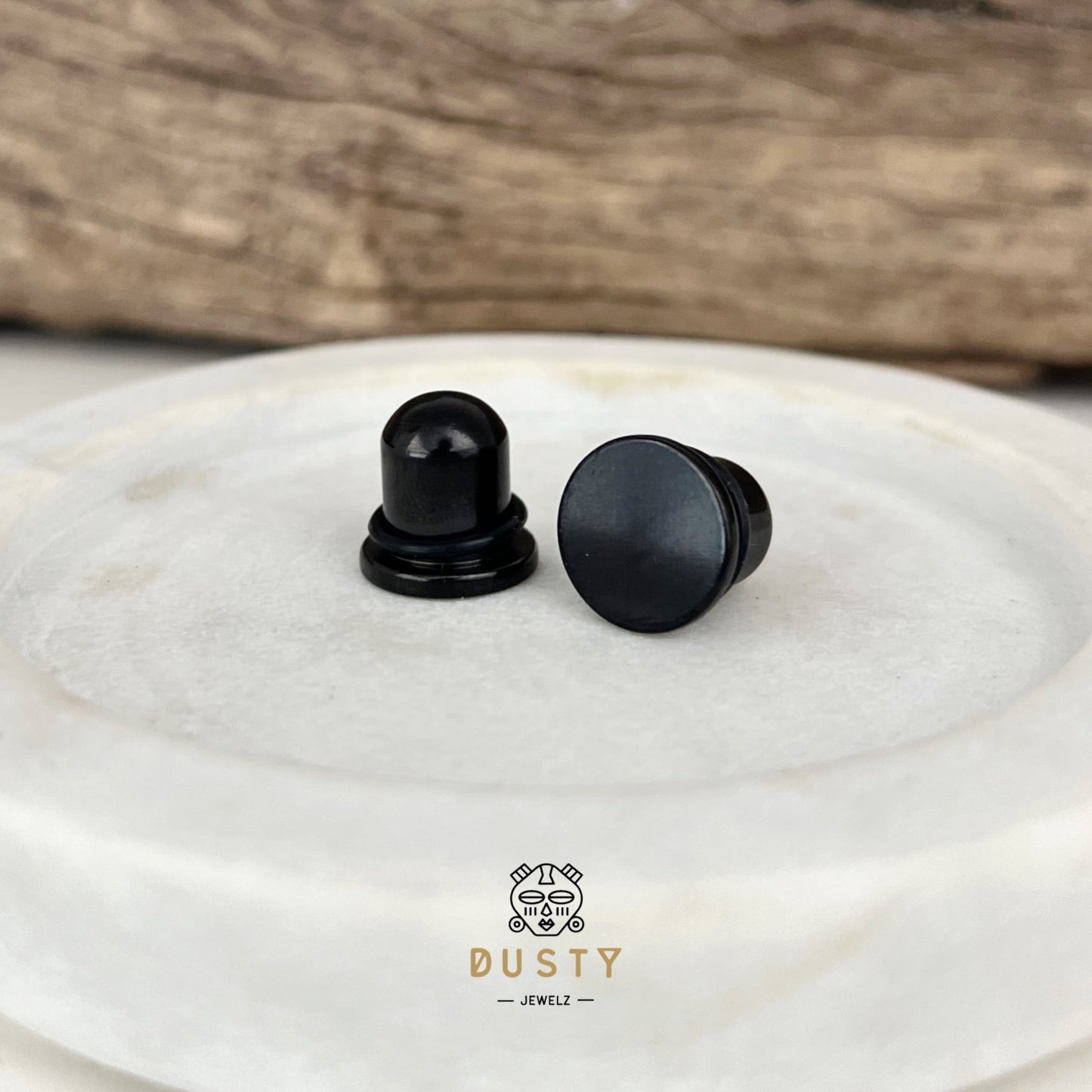 Single Flare BLACK Steel Plugs | Dead Stretching Plug | 0.5mm Increments - DustyJewelz