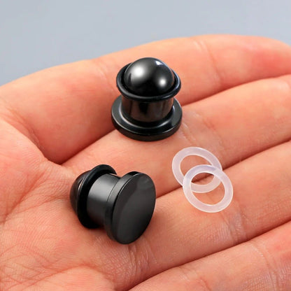 Single Flare BLACK Steel Plugs | Dead Stretching Plug | 0.5mm Increments - DustyJewelz