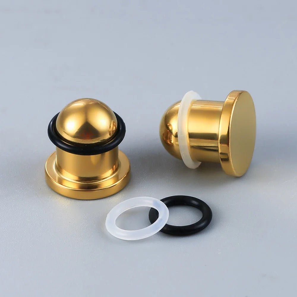 Single Flare GOLD Steel Plugs | Dead Stretching Plug | 0.5mm Increments - DustyJewelz