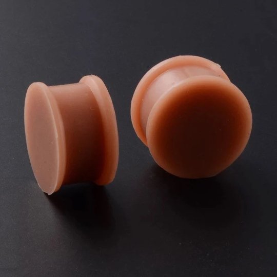 Light Brown Silicone Plugs | Double Flare | Skin Tone | Hider Plug