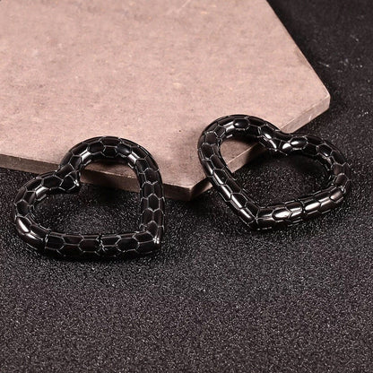 Snakeskin Heart Ear Weights | Lobe Hoops - DustyJewelz